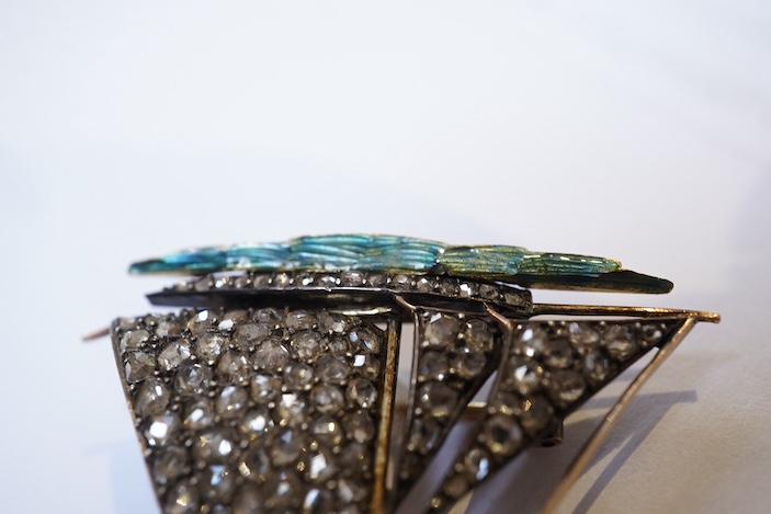 An enamel and diamond novelty brooch, early 20th century